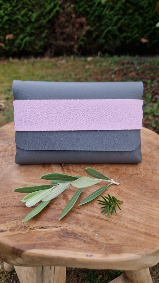 Etui minimaliste (gris et rose)