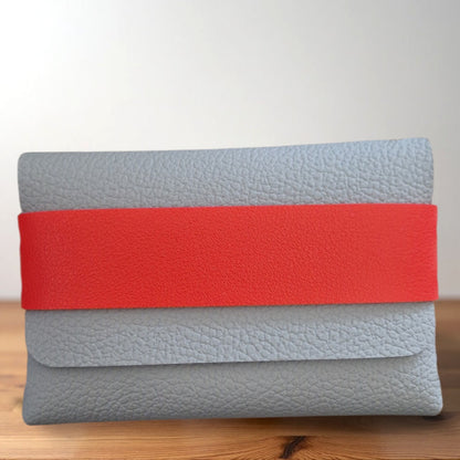 Etui minimaliste (gris et rouge)
